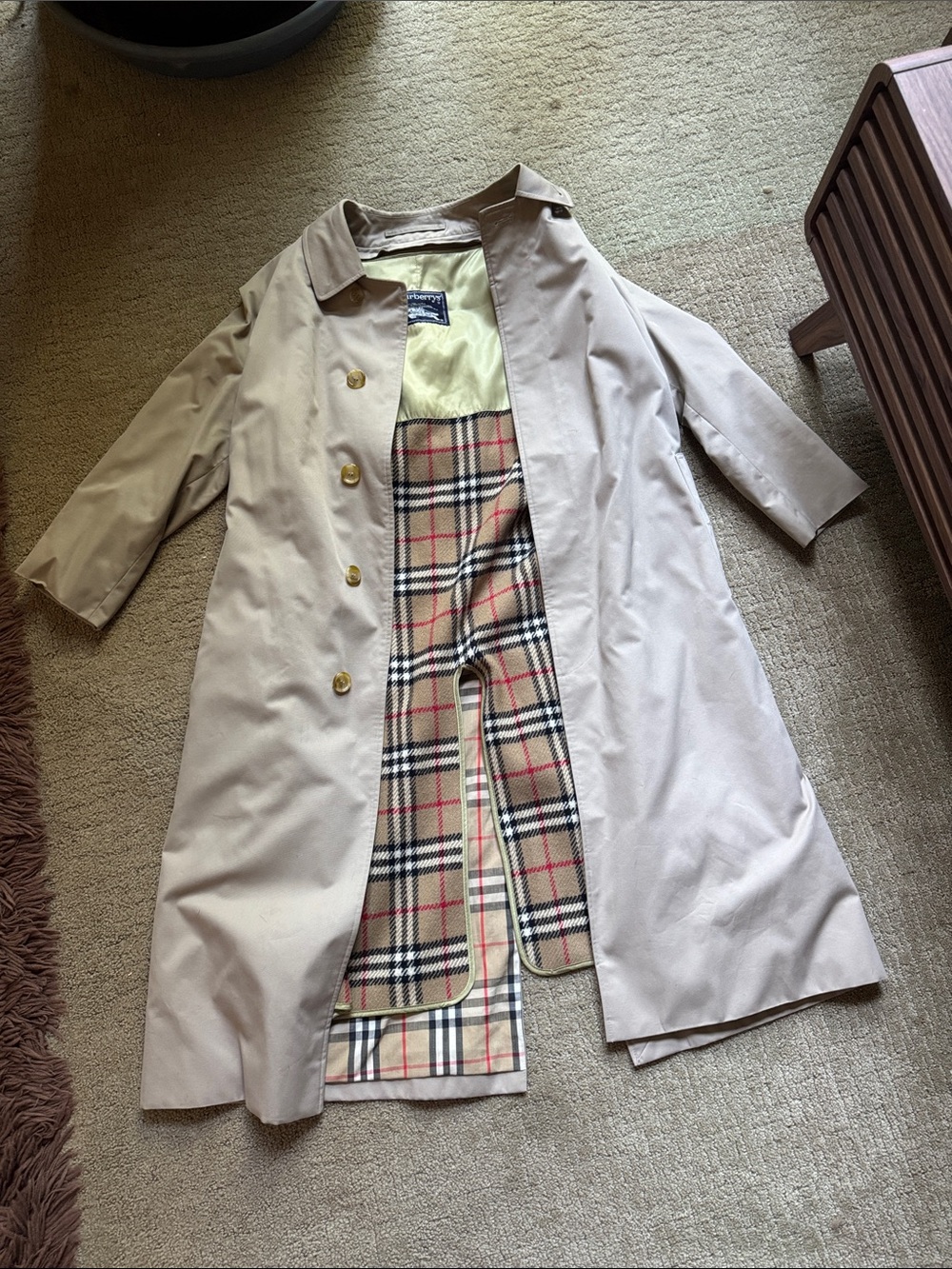 Burberry Beige Trench Coat with Check Lining
